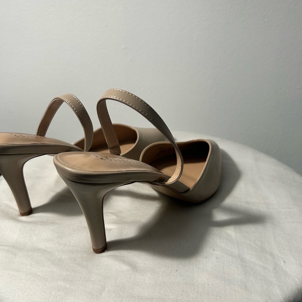 Journee Collection Cream Pointed Toe Slingback Heels - Picture 3 of 12